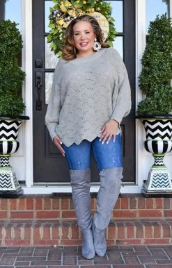 Andree - 15923-4 - 11822 Crush On You Oversized Sweater - Gray