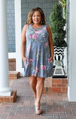 Heimish - BL-SD1216-14 - 32622 DRESSES Priceless Moment Floral Dress - Gray