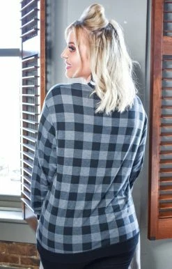 Southern Grace - 6426E - 92920 Don't Cross Me Plaid Top - Gray