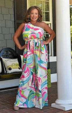 Flying Tomato - IP7385-PP - 7322 BOTTOMS Beautiful Outcomes Print Jumpsuit - Multi