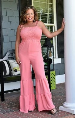 Vision - JP117PP - 61122 New Found Love Jumpsuit - Coral BOTTOMS