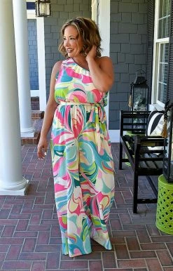 Flying Tomato - IP7385-PP - 7322 BOTTOMS Beautiful Outcomes Print Jumpsuit - Multi