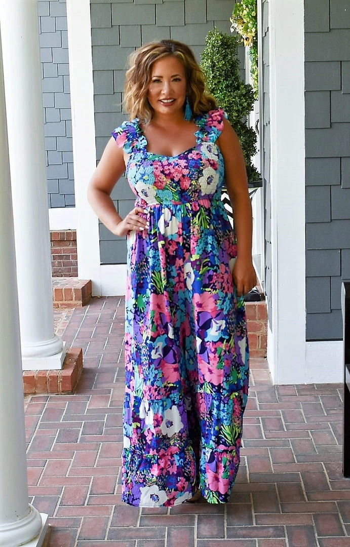 Hailey & Co - IR6902 - 7722 BOTTOMS Dancing In The Garden Floral Jumpsuit - Multi 2 Hailey & Co - IR6902 - 7722 BOTTOMS Dancing In The Garden Floral Jumpsuit - Multi