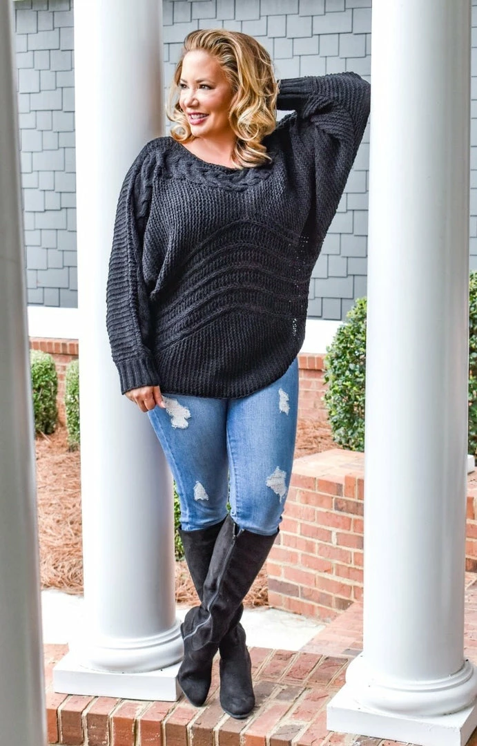 Davi & Dani - PWT91344PER - 112220 Never Too Soon Sweater - Black 4 Davi & Dani - PWT91344PER - 112220 Never Too Soon Sweater - Black