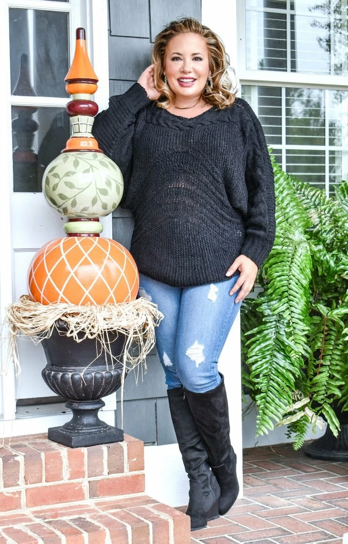 Davi & Dani - PWT91344PER - 112220 Never Too Soon Sweater - Black 3 Davi & Dani - PWT91344PER - 112220 Never Too Soon Sweater - Black