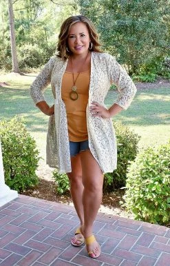 Heimish - BL-SJ1082-23 SWIMWEAR Casual Events Lace Kimono - Taupe