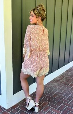 Davi & Dani - DR10545PER - 51622 Heard About This Floral Romper - Coral