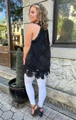 White Birch - T23613XL - 53122 TOPS Play Nice Lace Top - Black