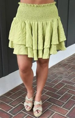 Davi & Dani - JS17064PER - 52722 Summer Skies Skirt - Lime BOTTOMS