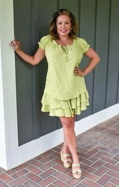 Davi & Dani - JT17065 - 52722 TOPS Summer Skies Top - Lime