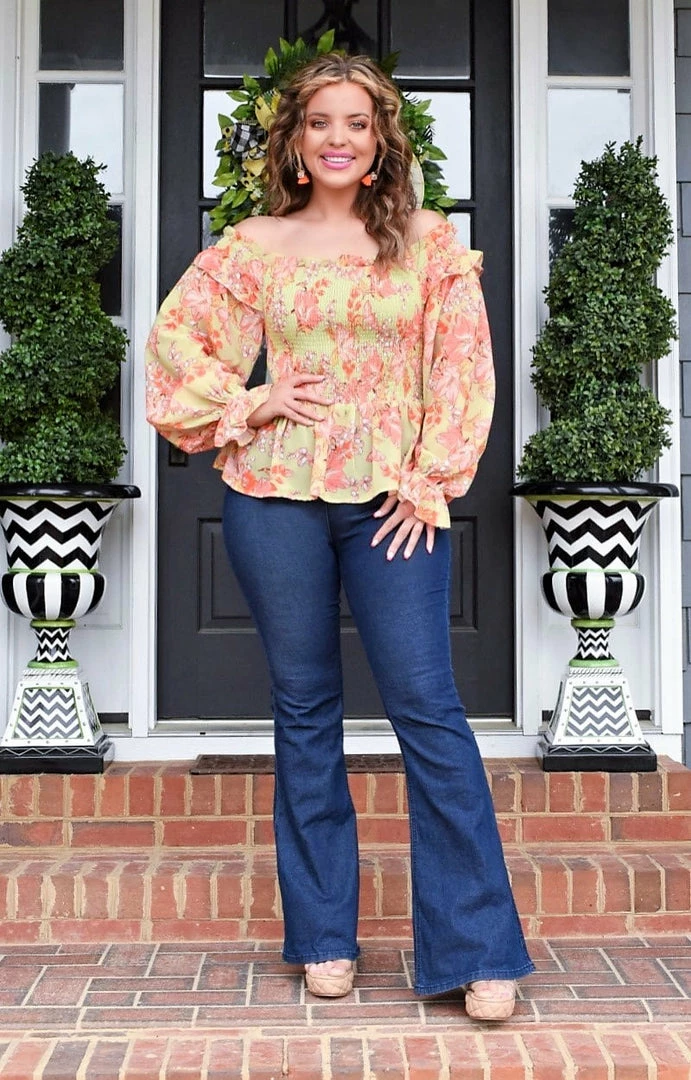 Flying Tomato - IT11512 - 31722 Your Own Path Floral Top - Citrus TOPS 4 Flying Tomato - IT11512 - 31722 Your Own Path Floral Top - Citrus TOPS