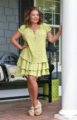 Davi & Dani - JS17064PER - 52722 Summer Skies Skirt - Lime BOTTOMS