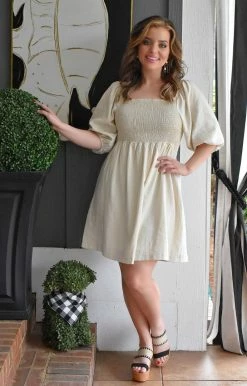 White Birch - D73184XL - 12422 DRESSES Casual Confidence Linen Dress - Oatmeal
