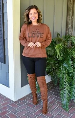 Sew In Love - ET928-26GRPHC - 111221 Self Love Graphic Pullover - Caramel Graphic Tees