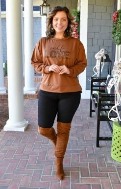 Sew In Love - ET928-26GRPHC - 111221 Self Love Graphic Pullover - Caramel Graphic Tees