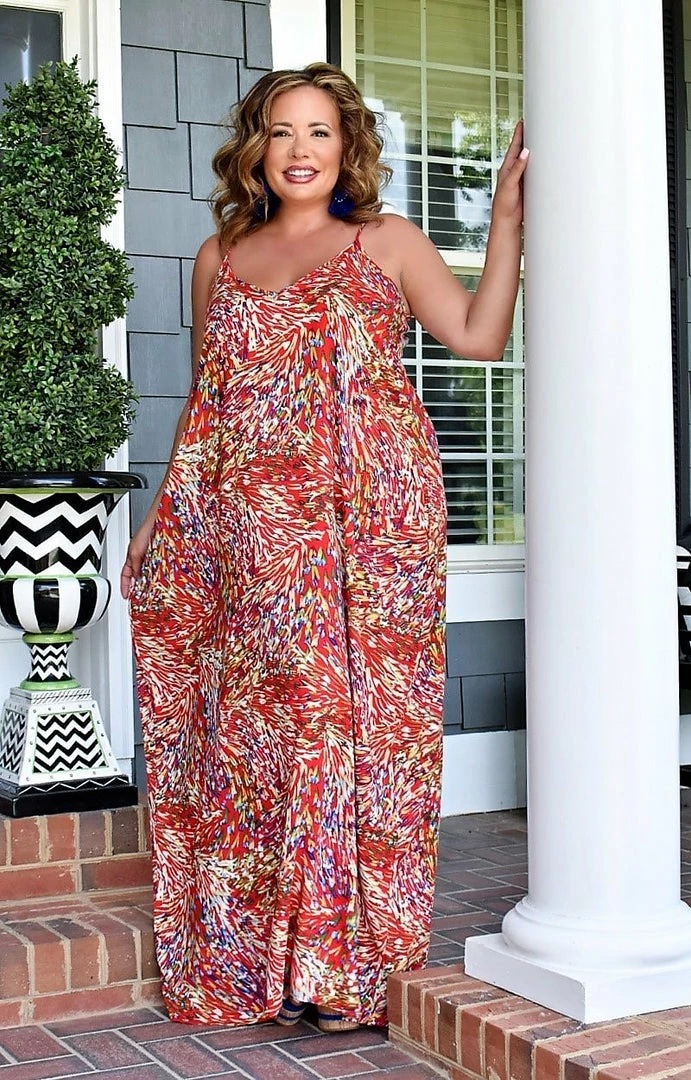 Heimish - ED6700-12 - 61322 DRESSES Back To Life Print Maxi Dress - Red 2 Heimish - ED6700-12 - 61322 DRESSES Back To Life Print Maxi Dress - Red