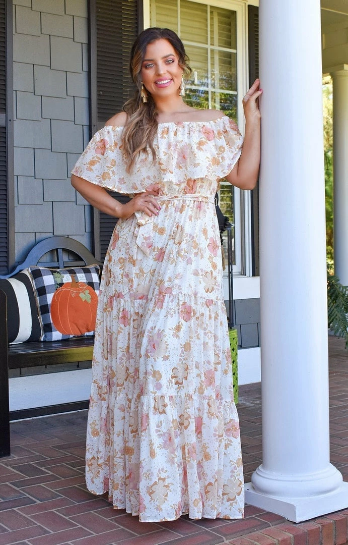 Flying Tomato - LD1360 - 102921 Instant Attraction Floral Maxi Dress - Cream/Rust DRESSES 4 Flying Tomato - LD1360 - 102921 Instant Attraction Floral Maxi Dress - Cream/Rust DRESSES