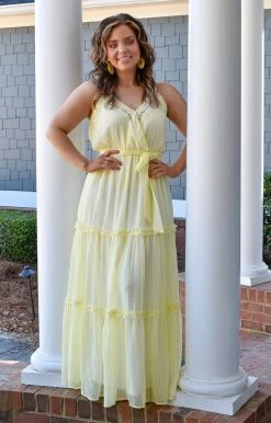 Flying Tomato - LD1028-PP - 21522 DRESSES I'm Extra Striped Maxi Dress - Yellow