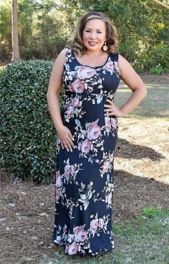 Heimish - BL-ED6606 - 3622 DRESSES Intriguing Beauty Floral Maxi Dress - Black