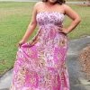 Main Strip - LD51834 - 31422 Letting Loose Print Maxi Dress - Fuchsia DRESSES