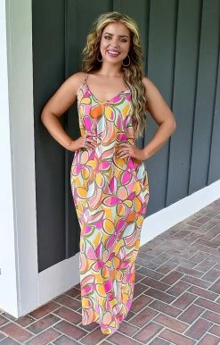 Heimish - ED6700-12 - 61622 Back To Life Floral Maxi Dress - Pink/Orange DRESSES