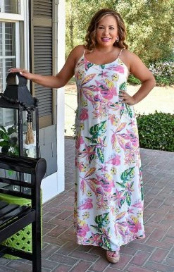 Andree - 94031-2 - 32222 Our Secret Place Print Maxi Dress - Ivory/Multi
