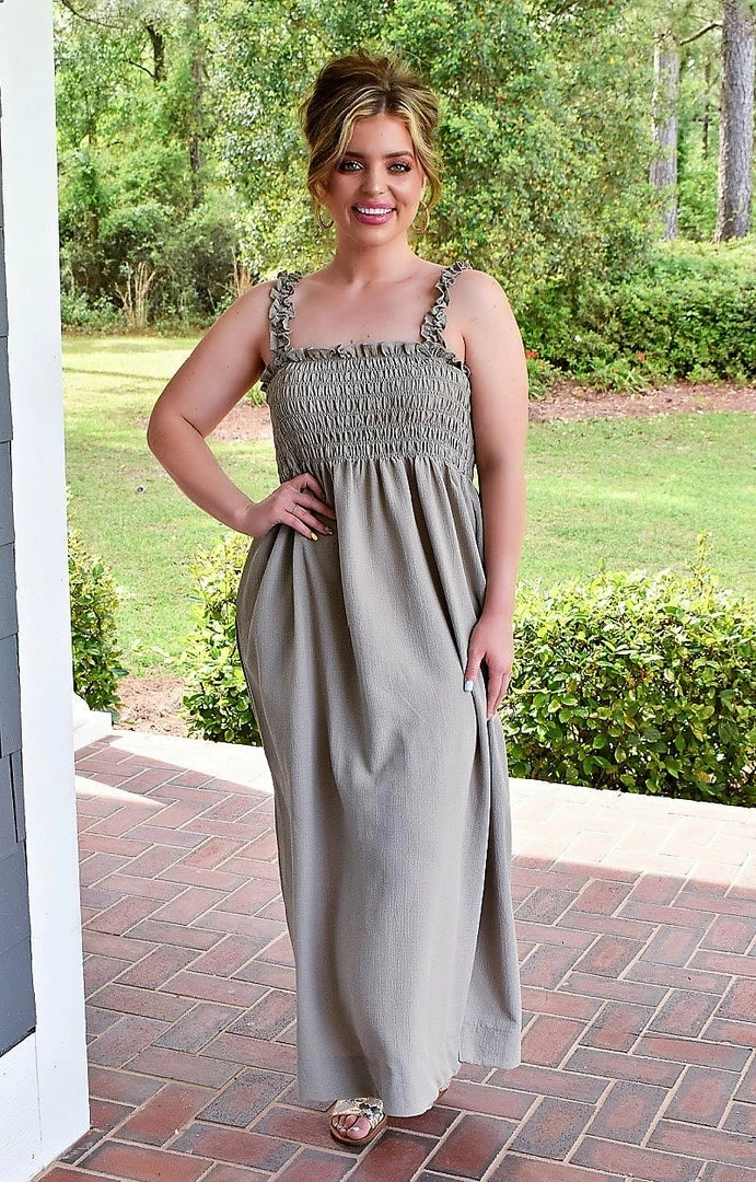 Heimish - WD1003F - 42122 DRESSES Heat Of The Moment Maxi Dress - Light Olive 2 Heimish - WD1003F - 42122 DRESSES Heat Of The Moment Maxi Dress - Light Olive