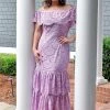 Davi & Dani - DD10565PER - 52922 Easy To Impress Lace Maxi Dress - Lavender DRESSES