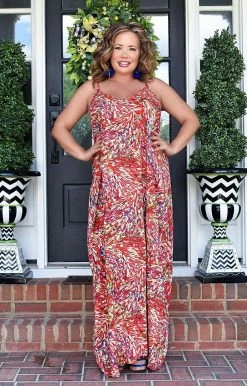 Heimish - ED6700-12 - 61322 DRESSES Back To Life Print Maxi Dress - Red