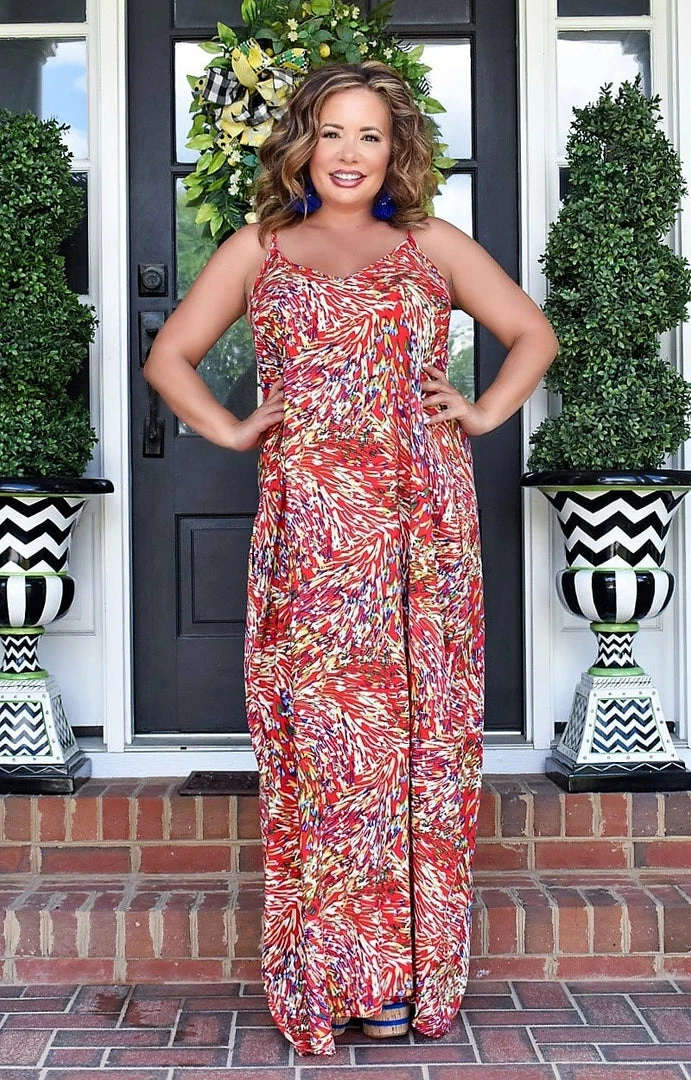 Heimish - ED6700-12 - 61322 DRESSES Back To Life Print Maxi Dress - Red 1 Heimish - ED6700-12 - 61322 DRESSES Back To Life Print Maxi Dress - Red