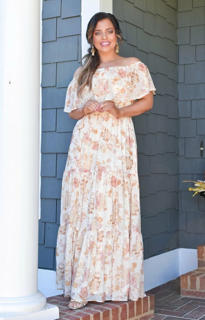 Flying Tomato - LD1360 - 102921 Instant Attraction Floral Maxi Dress - Cream/Rust DRESSES 1 Flying Tomato - LD1360 - 102921 Instant Attraction Floral Maxi Dress - Cream/Rust DRESSES