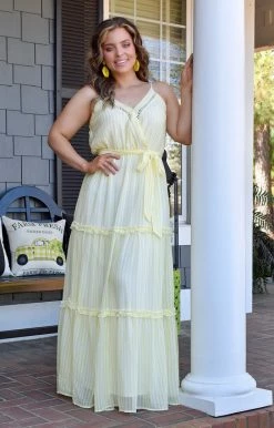 Flying Tomato - LD1028-PP - 21522 DRESSES I'm Extra Striped Maxi Dress - Yellow