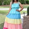 Flying Tomato - A2510-PP - 32622 DRESSES Helplessly Yours Colorblock Maxi Dress