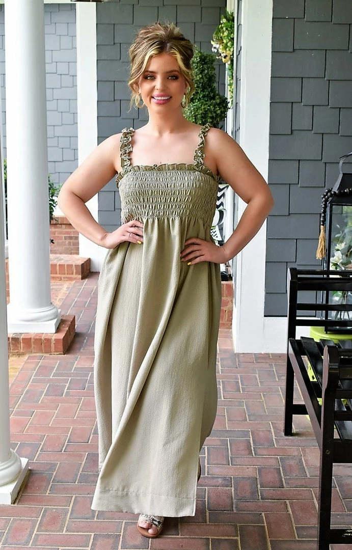 Heimish - WD1003F - 42122 DRESSES Heat Of The Moment Maxi Dress - Light Olive 1 Heimish - WD1003F - 42122 DRESSES Heat Of The Moment Maxi Dress - Light Olive