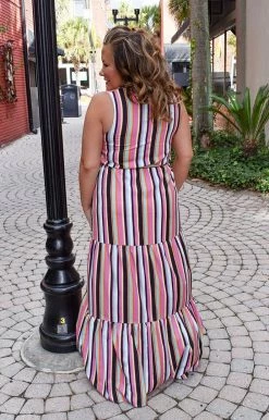 Main Strip - LD51513 - 2722 Go All Out Striped Maxi Dress - Multi DRESSES