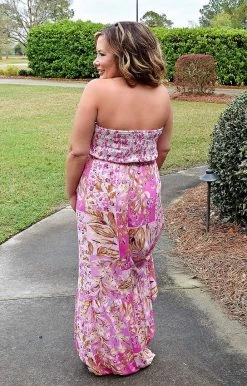 Main Strip - LD51834 - 31422 Letting Loose Print Maxi Dress - Fuchsia DRESSES