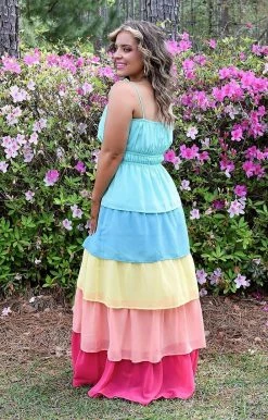 Flying Tomato - A2510-PP - 32622 DRESSES Helplessly Yours Colorblock Maxi Dress