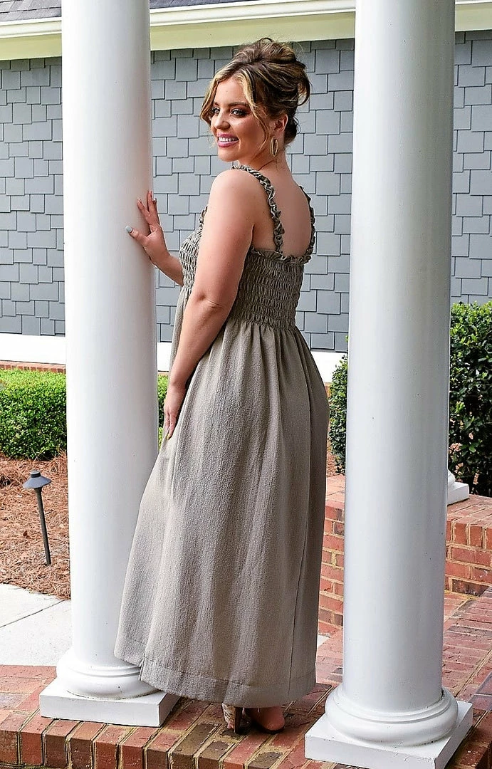 Heimish - WD1003F - 42122 DRESSES Heat Of The Moment Maxi Dress - Light Olive 3 Heimish - WD1003F - 42122 DRESSES Heat Of The Moment Maxi Dress - Light Olive