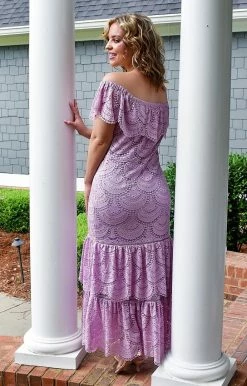 Davi & Dani - DD10565PER - 52922 Easy To Impress Lace Maxi Dress - Lavender DRESSES