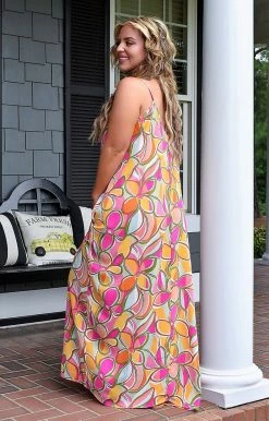 Heimish - ED6700-12 - 61622 Back To Life Floral Maxi Dress - Pink/Orange DRESSES