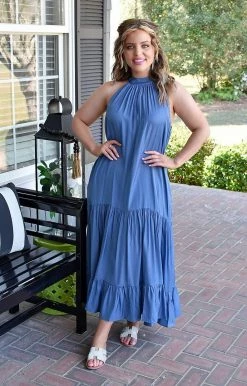 Heimish - BL-WD1073V - 32522 Delicate Touch Maxi Dress - Denim Blue DRESSES