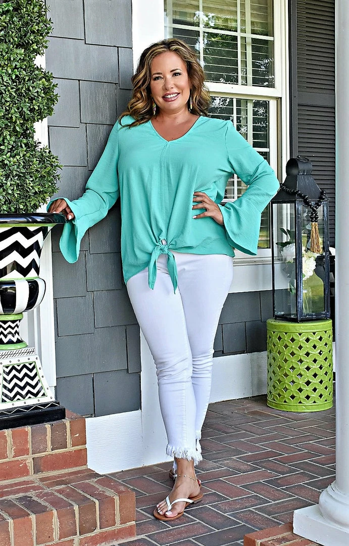 143 Story - TY3669 - 61022 TOPS Don't Get Tied Up Top - Dark Mint 1 143 Story - TY3669 - 61022 TOPS Don't Get Tied Up Top - Dark Mint