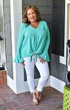 143 Story - TY3669 - 61022 TOPS Don't Get Tied Up Top - Dark Mint