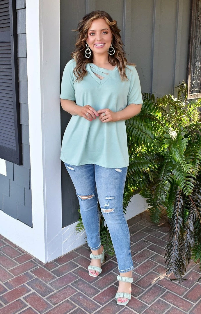 Heimish - BL-ST1879-11 - 22022 Happy To See You Top - Mint TOPS 1 Heimish - BL-ST1879-11 - 22022 Happy To See You Top - Mint TOPS