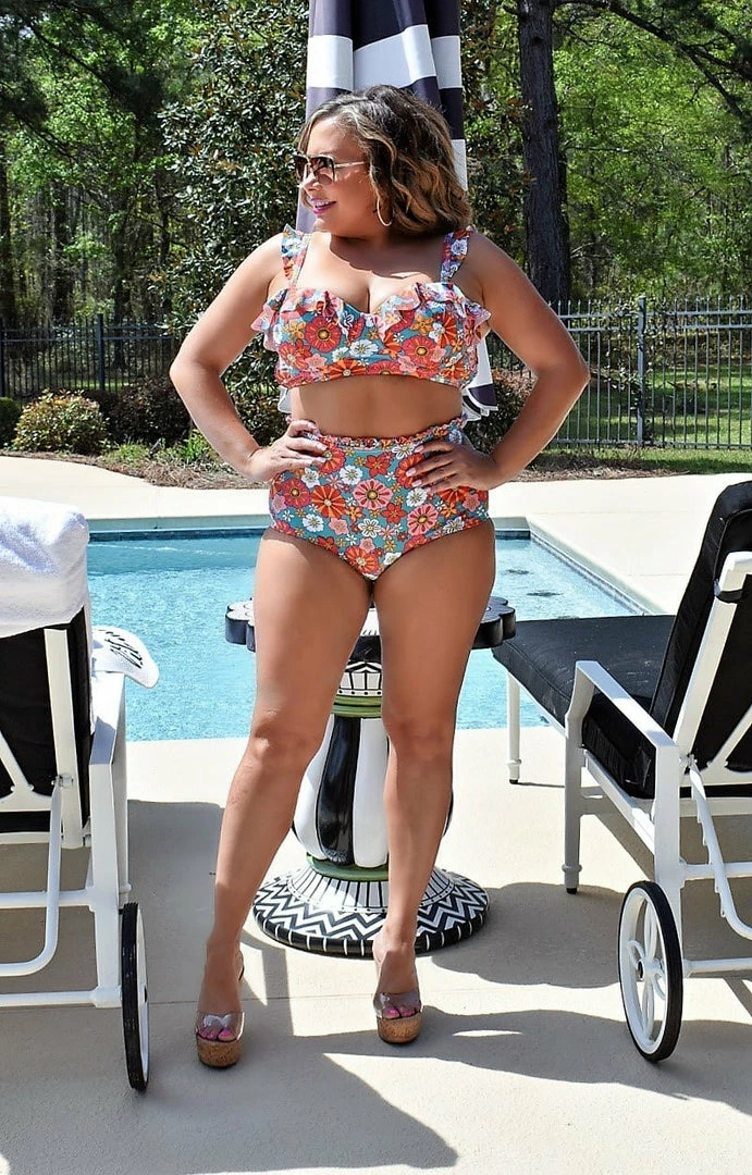 Unique Vintage - CZ186 - 33022 Back On Vacation Floral Bikini Bottom - Turquoise 3 Unique Vintage - CZ186 - 33022 Back On Vacation Floral Bikini Bottom - Turquoise