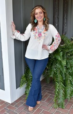 Andree - 18912 - 11622 TOPS Make It Work Embroidered Top - Ivory