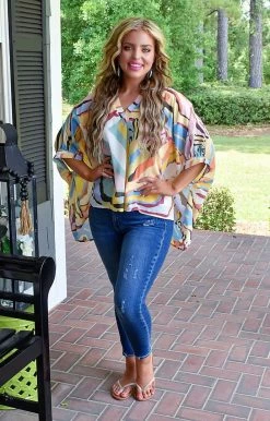 Entro - T18344 - 61722 TOPS Imagine The Possibilities Oversized Print Top - Multi 7 Entro - T18344 - 61722 TOPS Imagine The Possibilities Oversized Print Top - Multi