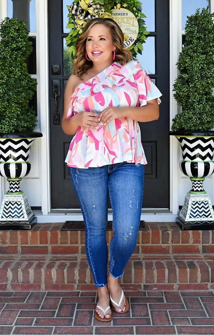 Andree - T10345 - 42322 Confidently Cute Print Top - Multi TOPS 2 Andree - T10345 - 42322 Confidently Cute Print Top - Multi TOPS