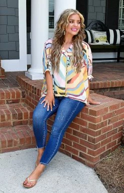 Entro - T18344 - 61722 TOPS Imagine The Possibilities Oversized Print Top - Multi