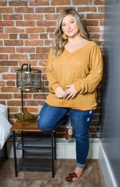 HeySon - HT1292PD - 113020 Burn It Up Oversized Sweater - Mustard